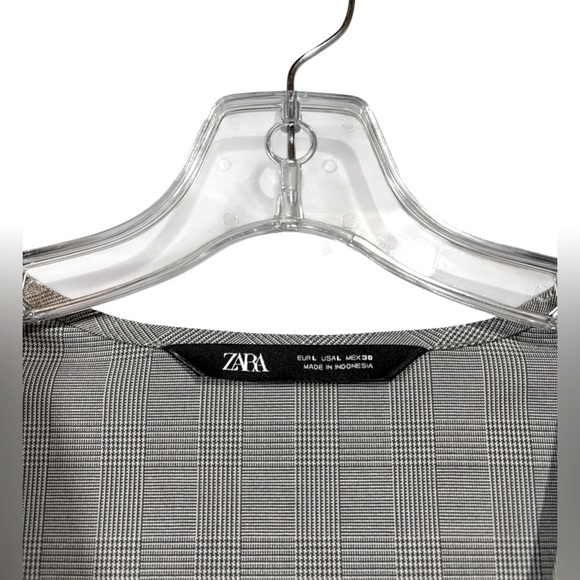 Zara, Checked Dress With Zipper And Pockets, Large, Gray - Picture 4 of 7
